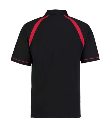 Oak hill polo à manches courtes homme noir/rouge vif Kustom Kit