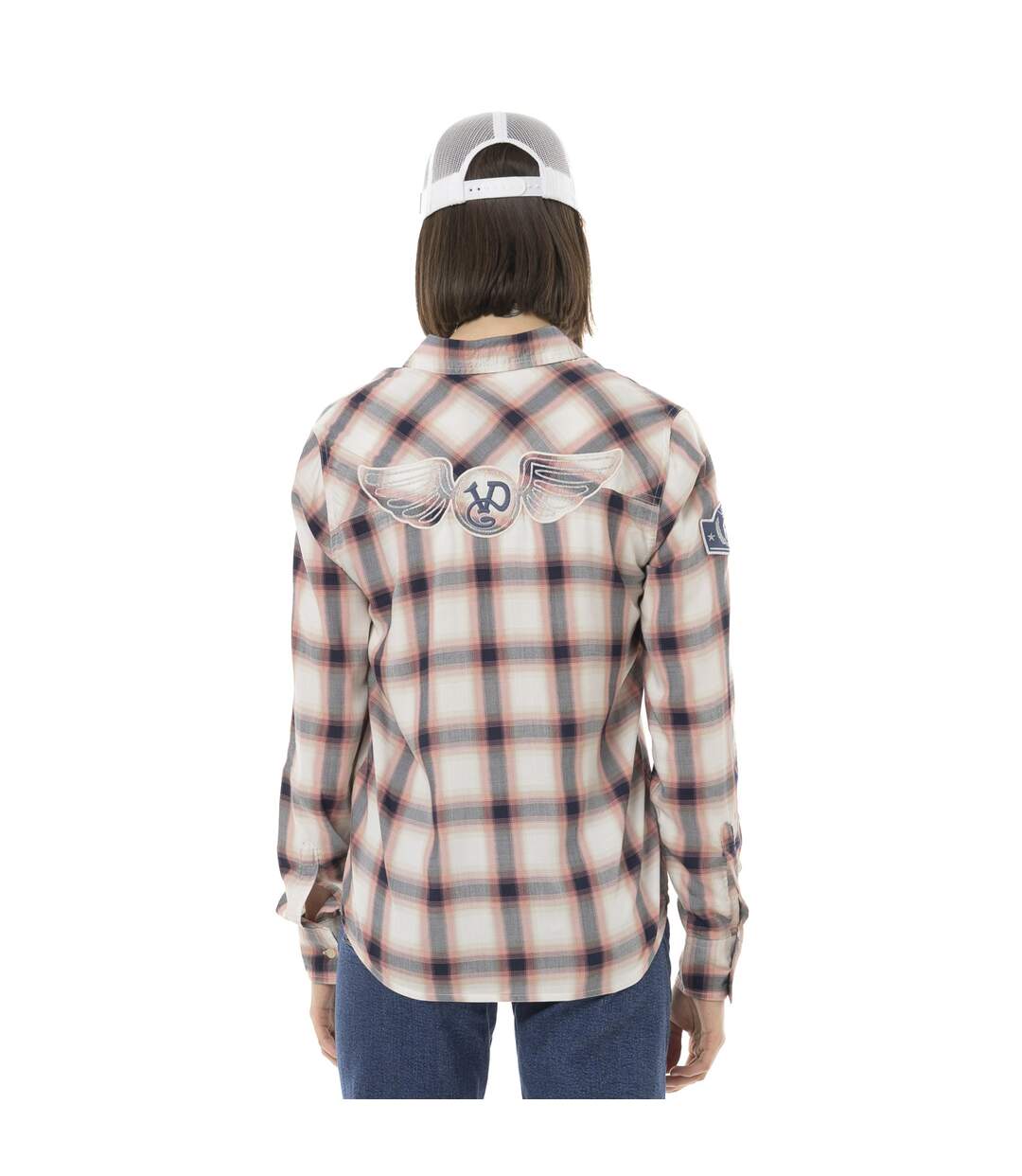 Chemise femme à carreaux tissés avec patch et broderies Stud Vondutch-2