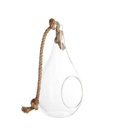 Vase Suspendu & Corde Goutte 25cm Transparent