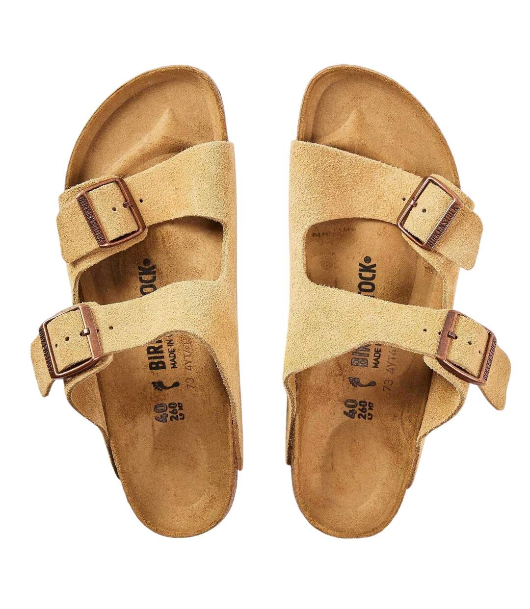 Womens/ladies Suede Flat Sandals Beige Birkenstock-3