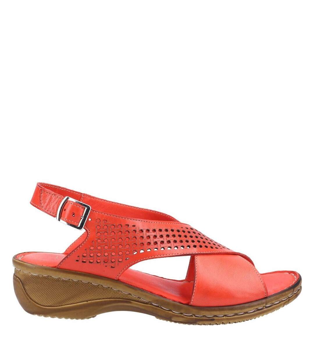 Womens/ladies judith open toe leather sandals red Fleet & Foster-3