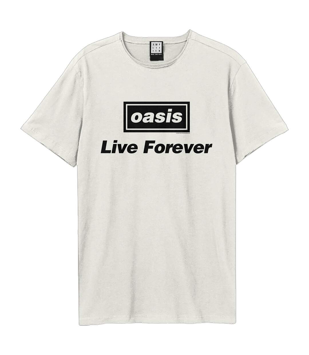Unisex adult live forever oasis t-shirt vintage white Amplified-1