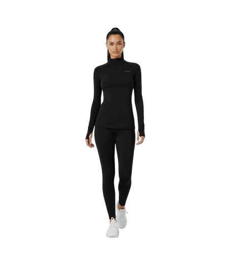 Womens/ladies Plain Long-sleeved Base Layer Top Black USA