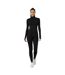 Womens/ladies Plain Long-sleeved Base Layer Top Black USA-1