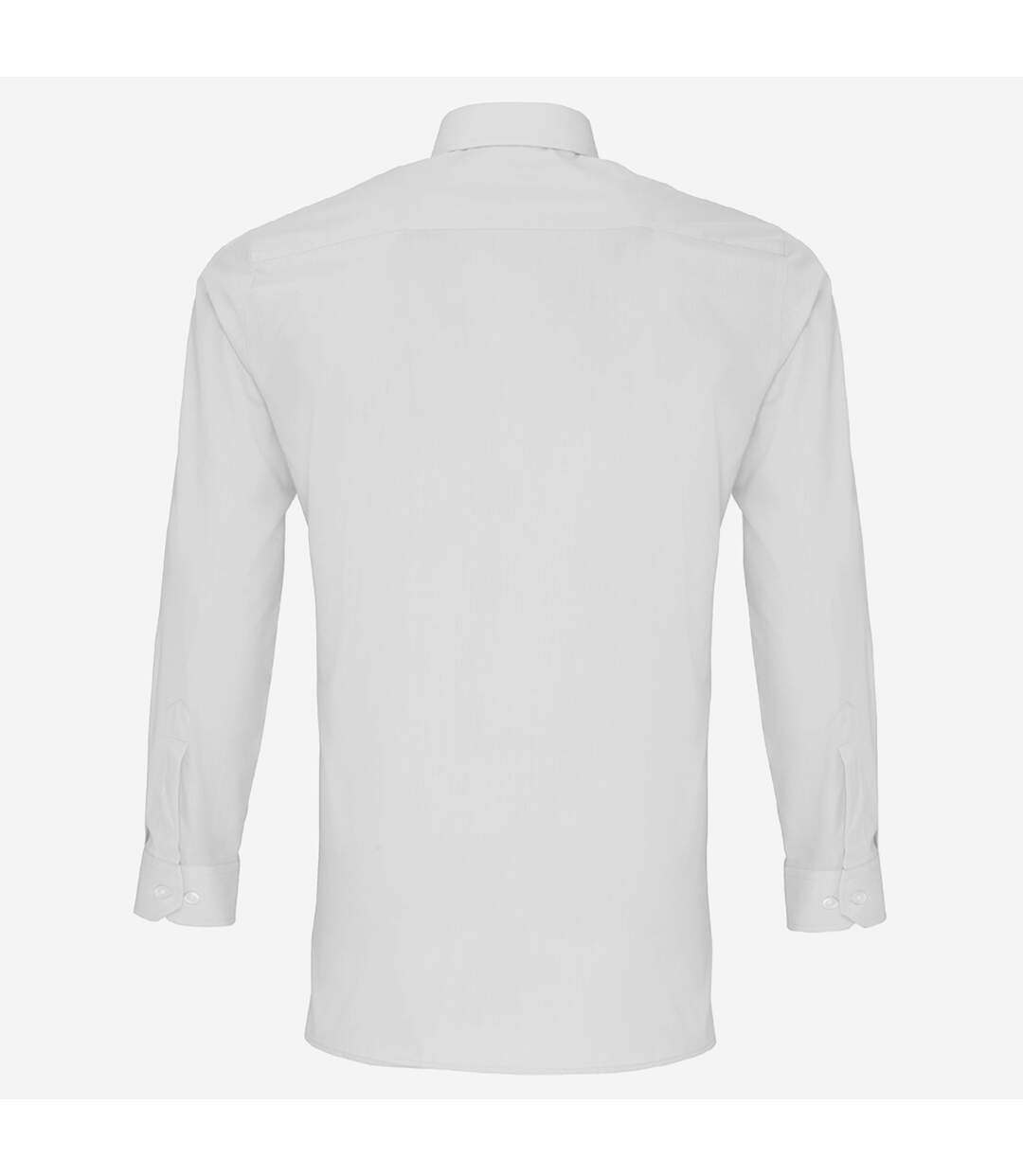 Premier Mens Long Sleeve Fitted Poplin Work Shirt (White)