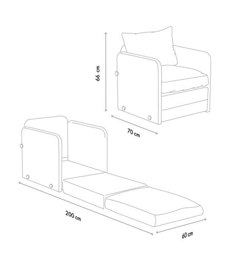 Fauteuil convertible en tissu Saga