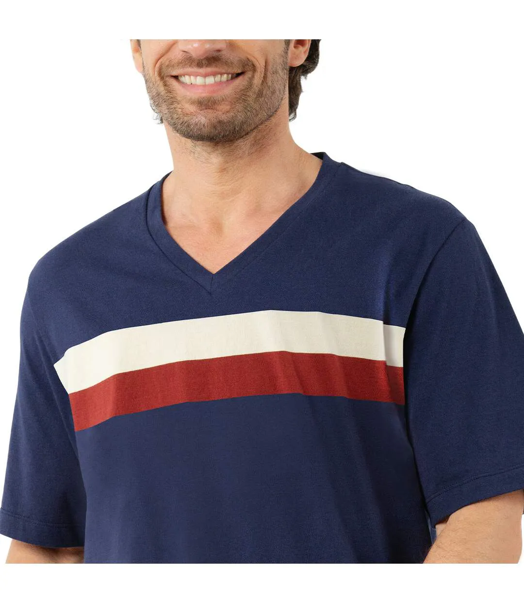 Pyjama court col V homme Mercerisé Eminence-5