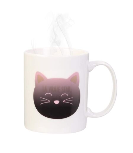 Mug Magique en Céramique Chat 35cl Blanc