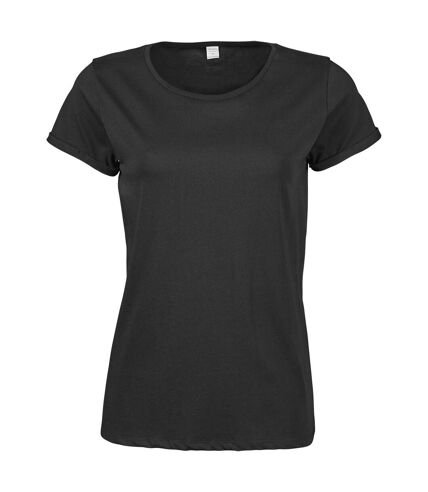 T-shirt manches courtes Femme - manches enroulées - 5063 - noir