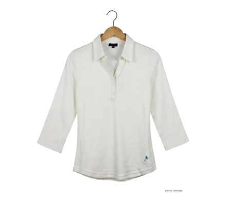 Polo MAYFLOWER KF268L blanc à manches 3/4 : le chic naturel en coton