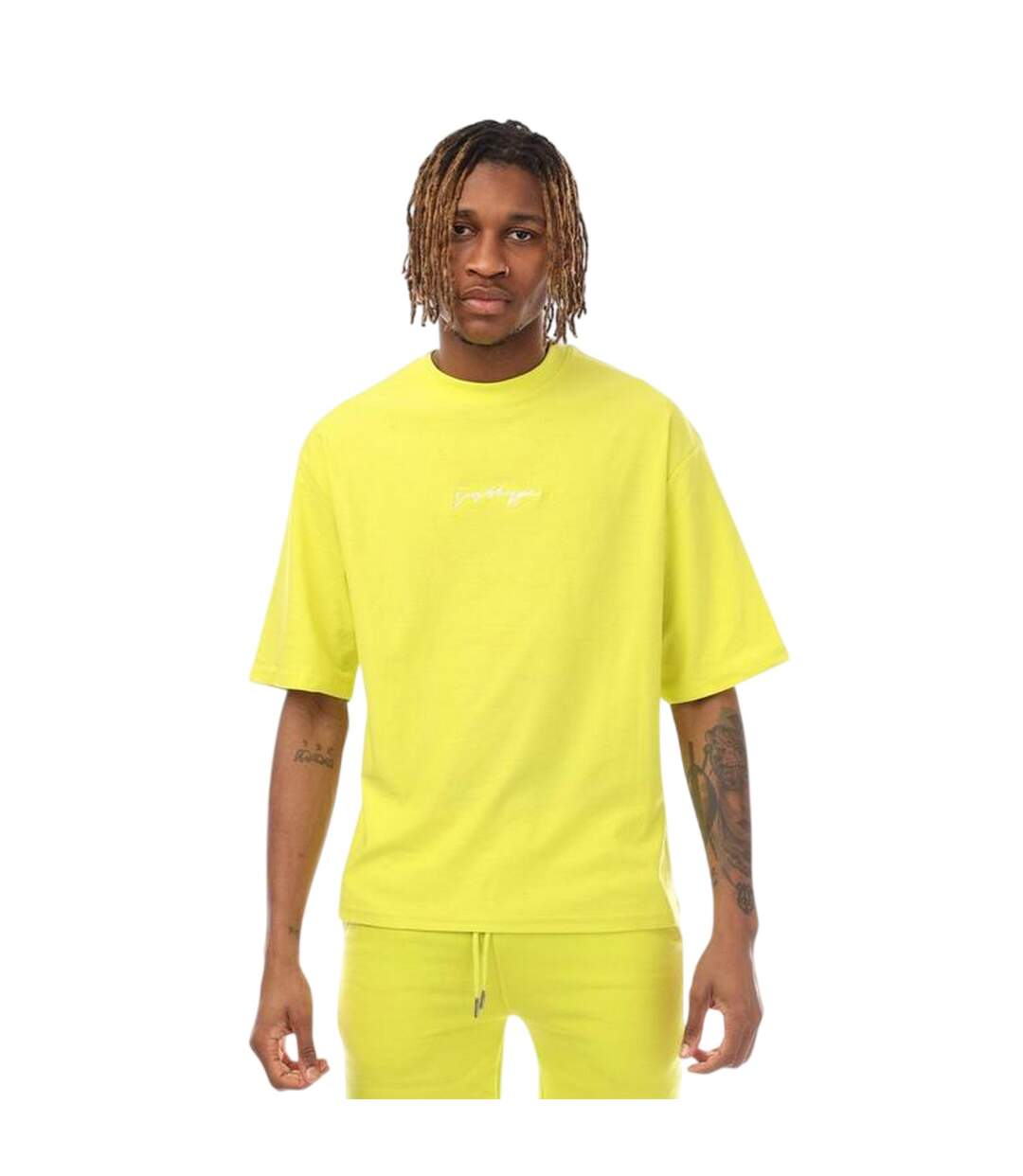 Mens Signature Logo Oversized T-shirt Lime Hype-2