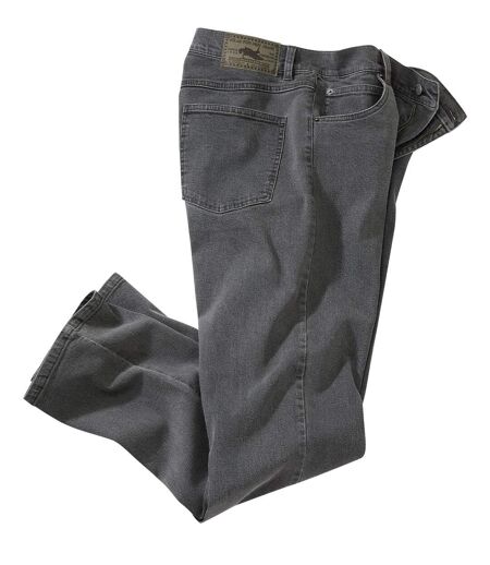 Graue Regular-Jeans mit Stretch-Effekt