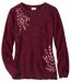 Women’s Red Embroidered Fluffy Knit Jumper