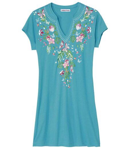 Women's Turquoise Longline T-Shirt