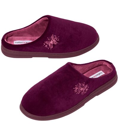 Chaussons Velours Broderie Papillon 