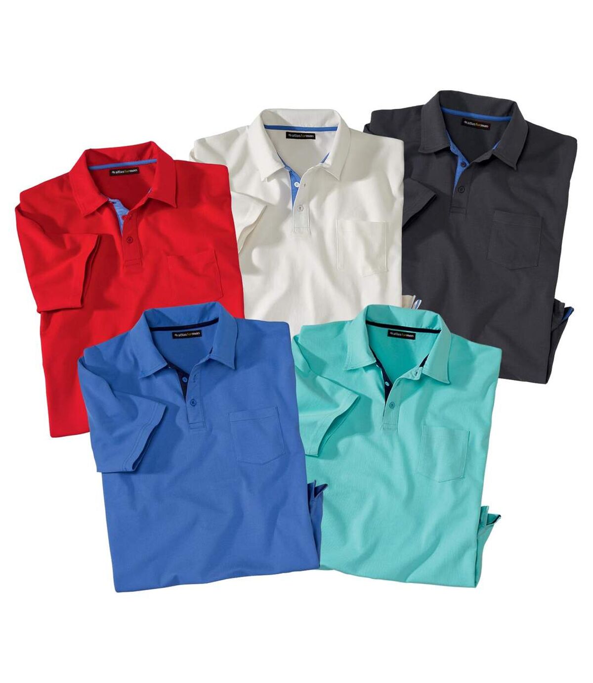 Pack of 5 Men's Short Sleeve Summer Polo Shirts Atlas For Men