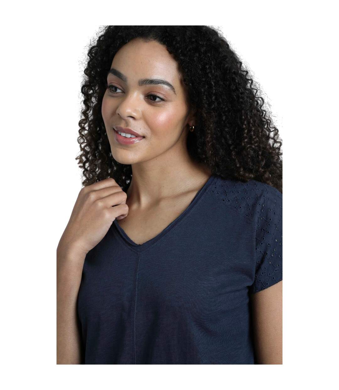 Womens/ladies pernille cut out t-shirt navy Weird Fish-4