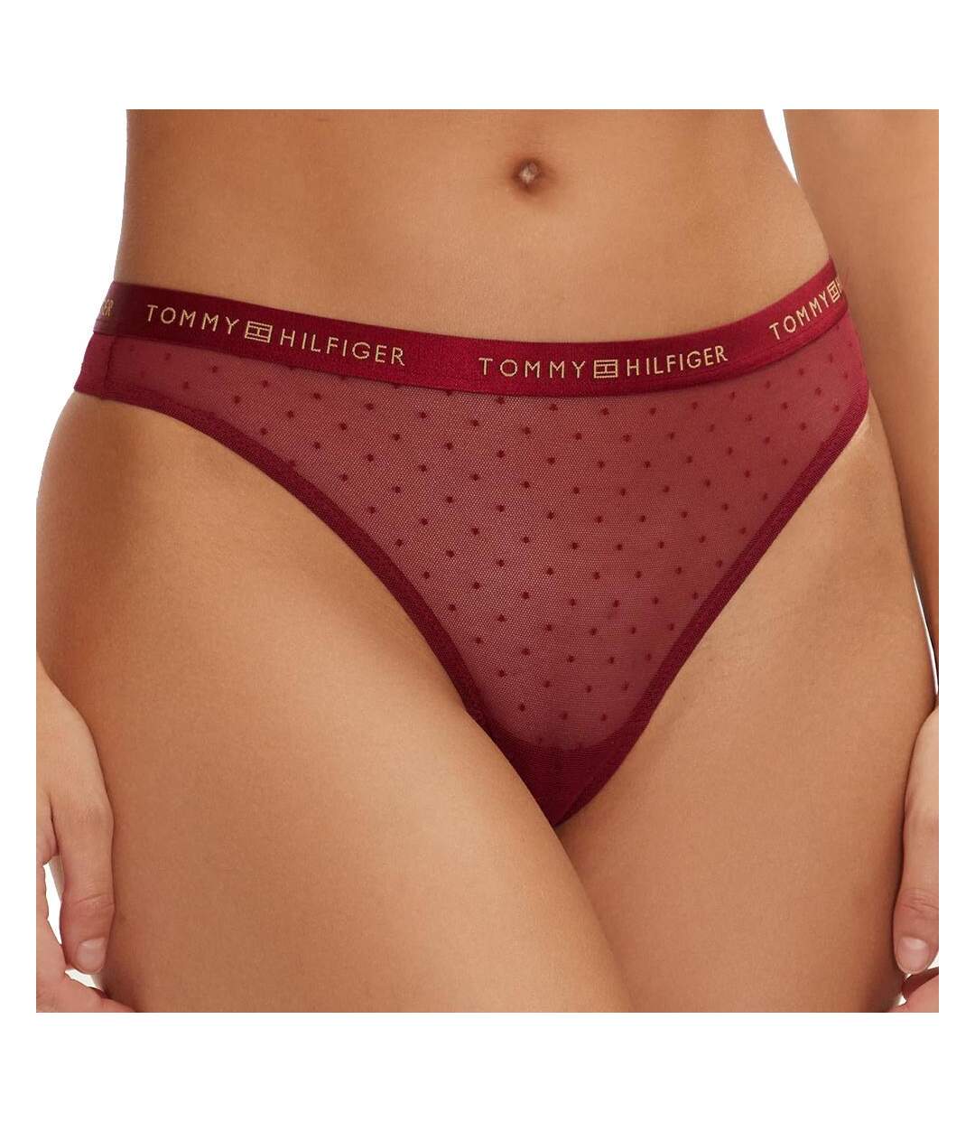 Lot de 3 Strings Blanc/Rouge/Noir Femme Tommy Hilfiger Thong - L