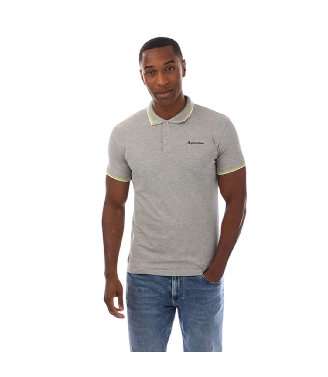 Mens Slim Short-sleeved Polo Shirt Grey Aquascutum-2