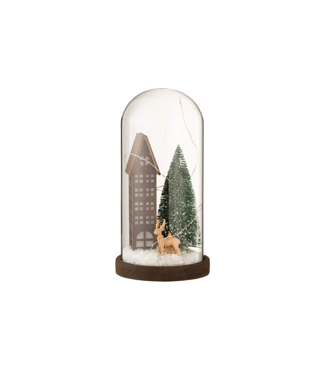 Cloche Déco Led en Verre Maison 27cm Marron-1