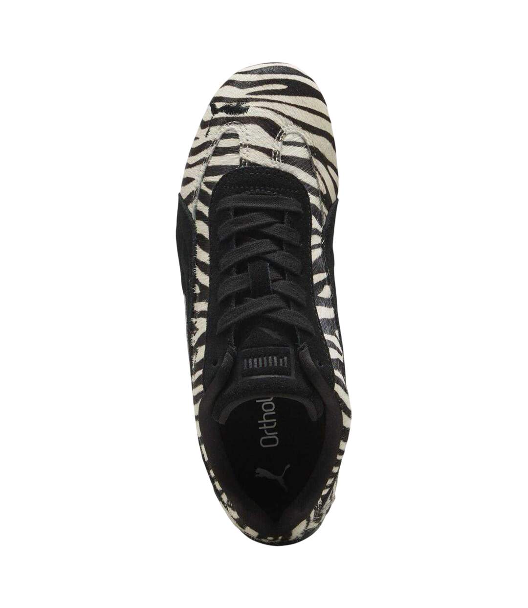 Womens/ladies Speedcat Zebra Print Suede Flat Trainers Black White Puma-3