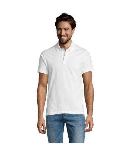SOLS Mens Prescott Jersey Short Sleeve Polo Shirt (White)