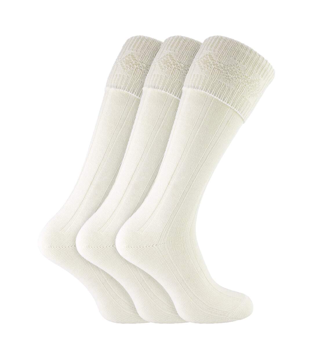 3 Pack Mens Wool Kilt Socks | Knee High Ribbed Turnover Cuff Warm Socks-3