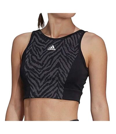 Crop Top Gris/Noir Femme Adidas Aeroready - XS