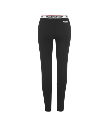 Womens/ladies Tape Logo Regular Leggings Black Moschino