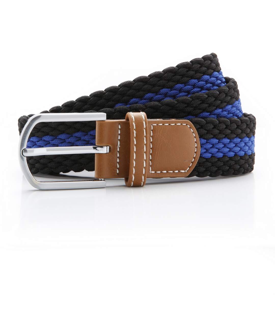 Asquith & Fox Mens Two Colour Stripe Braid Stretch Belt (Black/Royal) - UTRW5539-2