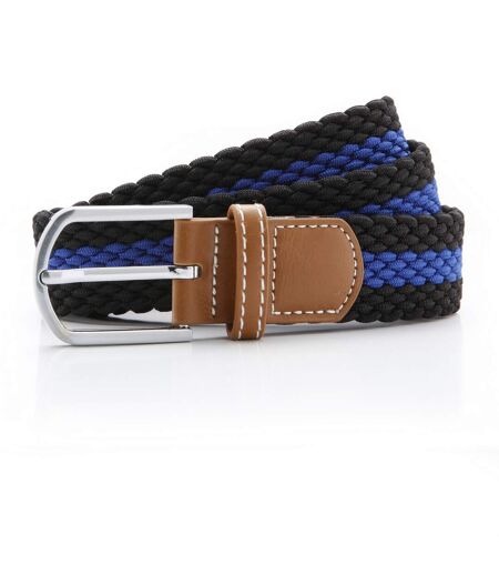 Asquith & Fox Mens Two Colour Stripe Braid Stretch Belt (Black/Royal) - UTRW5539