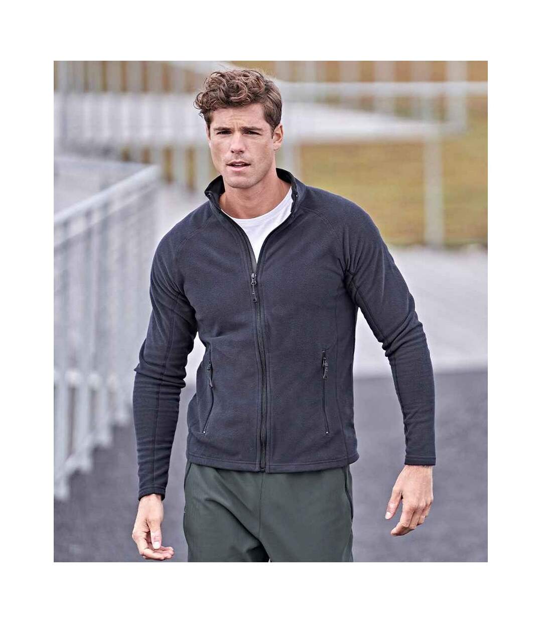 Mens active fleece jacket dark grey Tee Jays