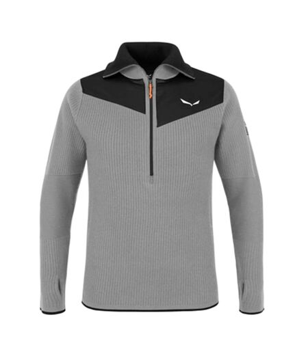 Mens Zip Neck Slim Fleece Top Heather Salewa
