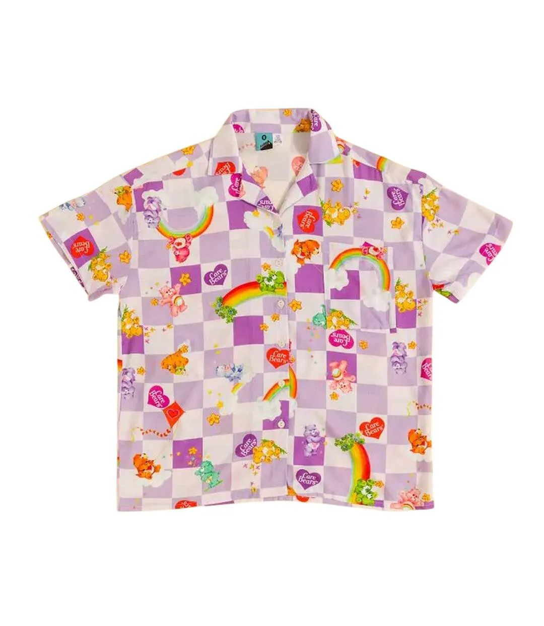 Chemise Manches Courtes Motif/style À Carreaux Adulte Violet Care Bears-1