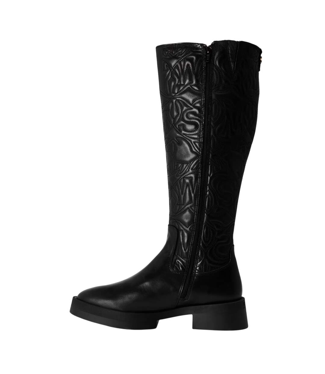 Womens/ladies Malisha Leather Knee-high Boots Black Steve Madden-2