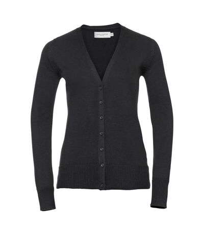 Russell Collection Ladies/Womens V-neck Knitted Cardigan (Black)
