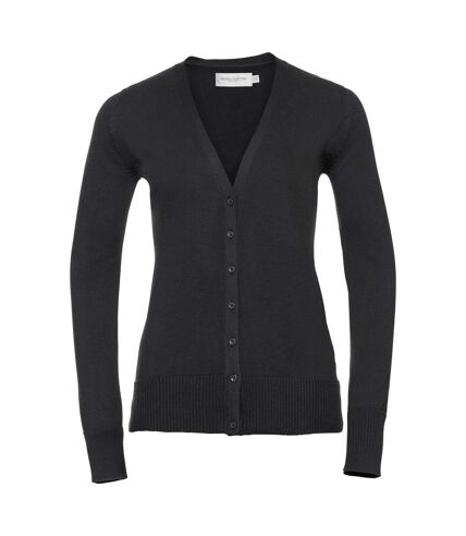 Russell Collection Ladies/Womens V-neck Knitted Cardigan (Black) - UTBC1013