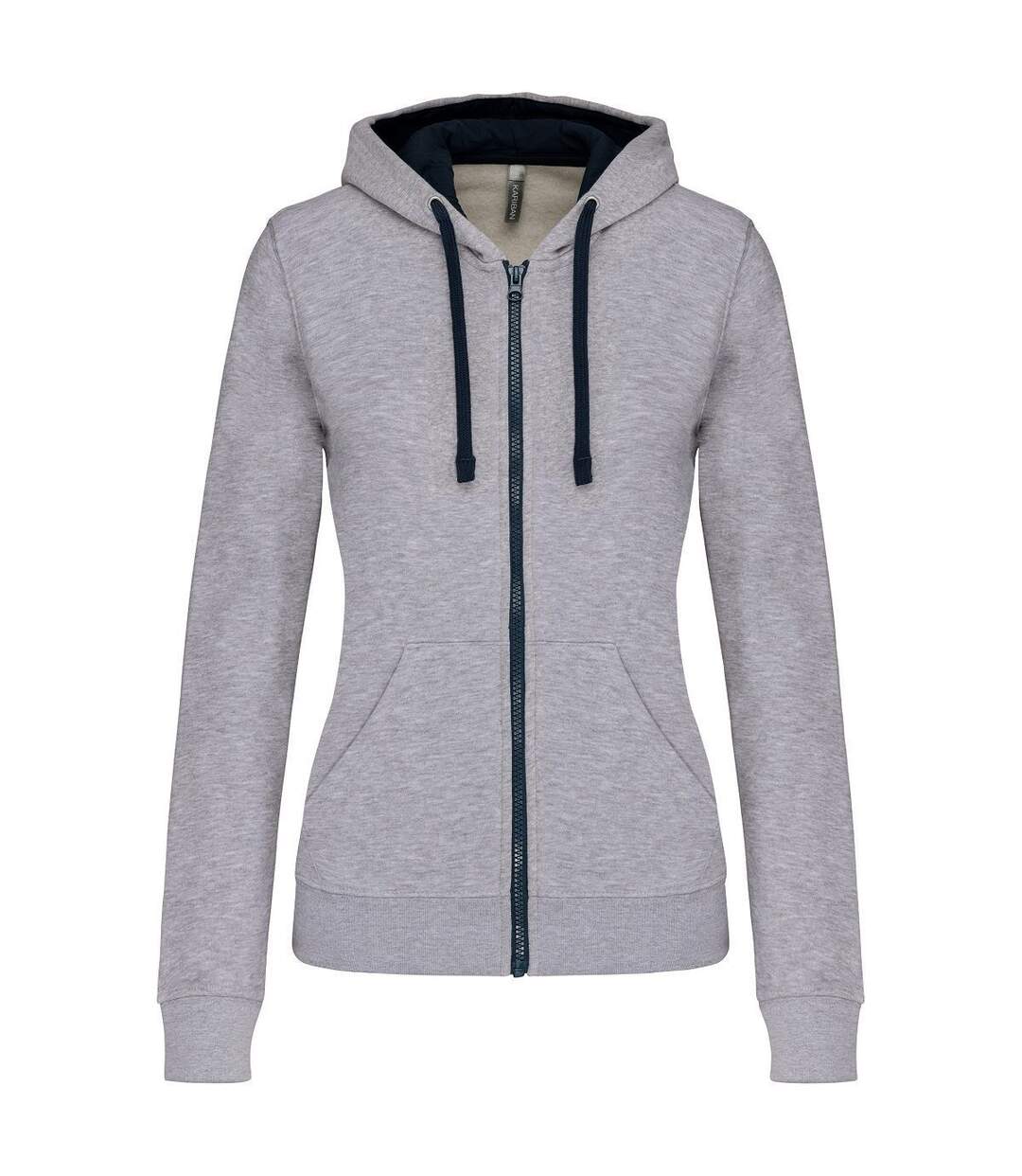 Sweat à capuche contrastée - Femme - K467 - gris et marine