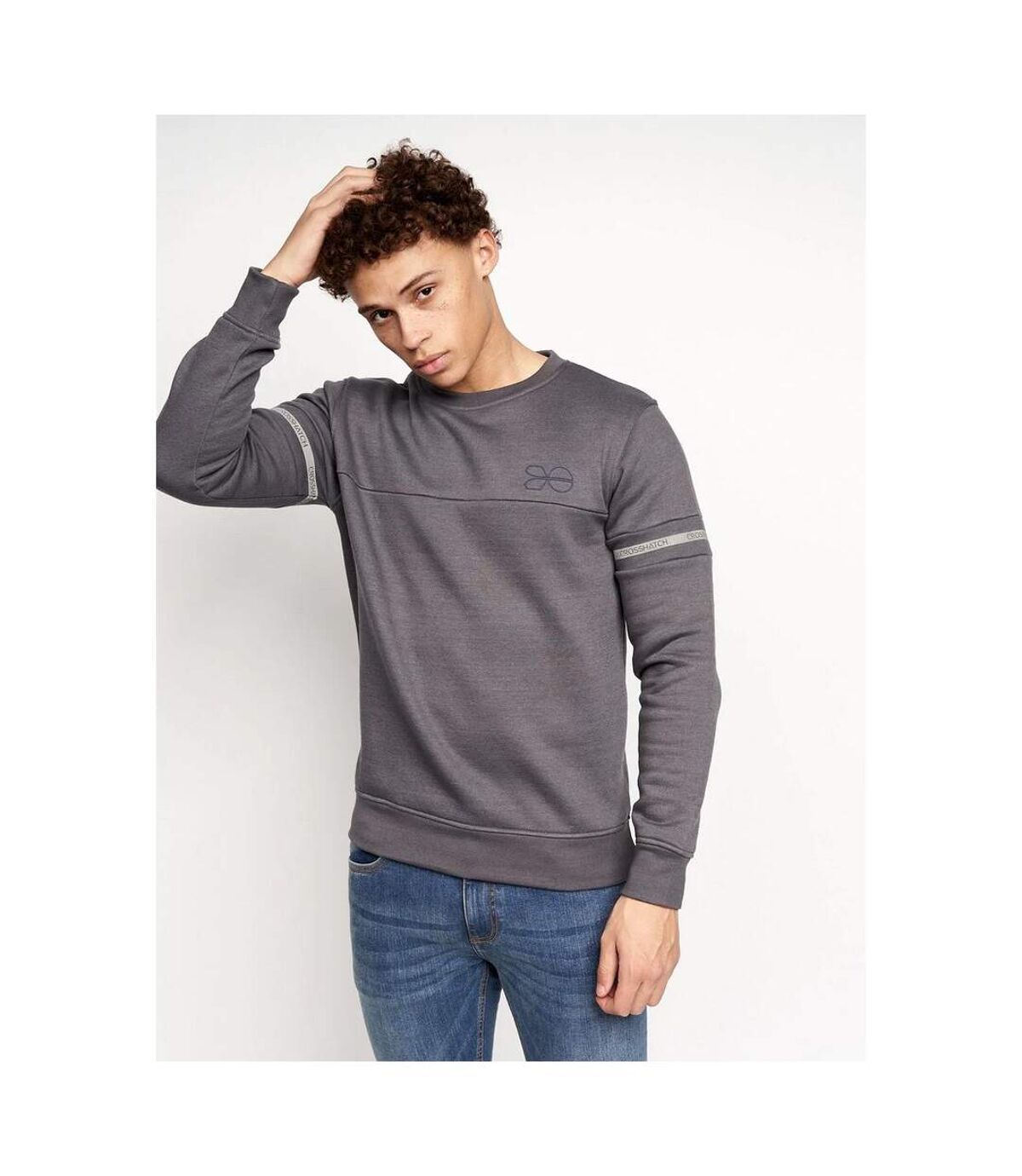 Crosshatch Mens McClay Crew Neck Sweater (Charcoal)