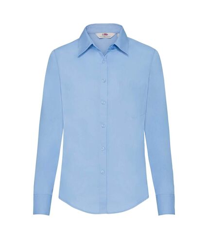 Fruit Of The Loom Ladies Lady-Fit Long Sleeve Poplin Shirt (Mid Blue) - UTBC400