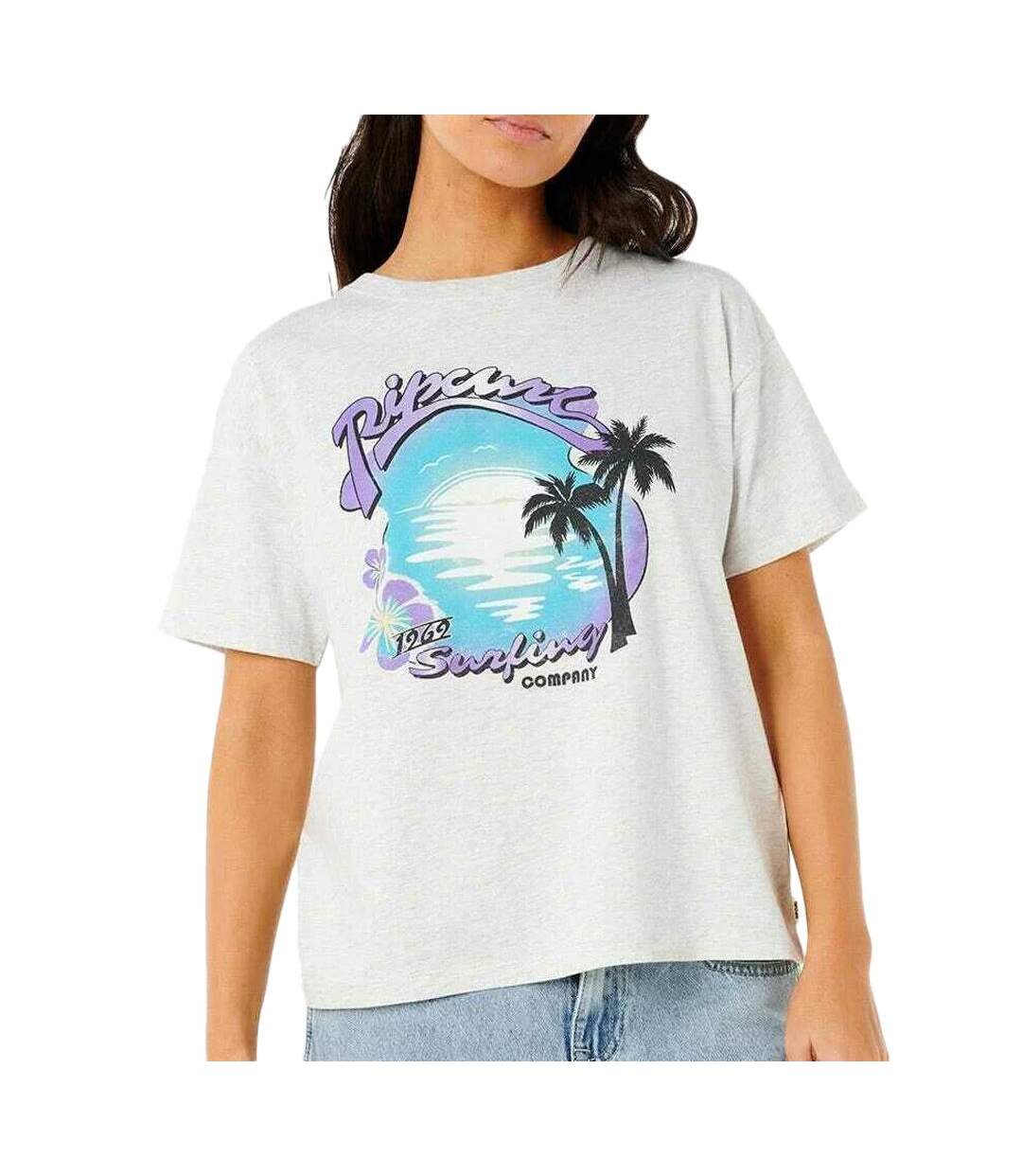 T-Shirt gris chiné femme rip curl neon isles-1