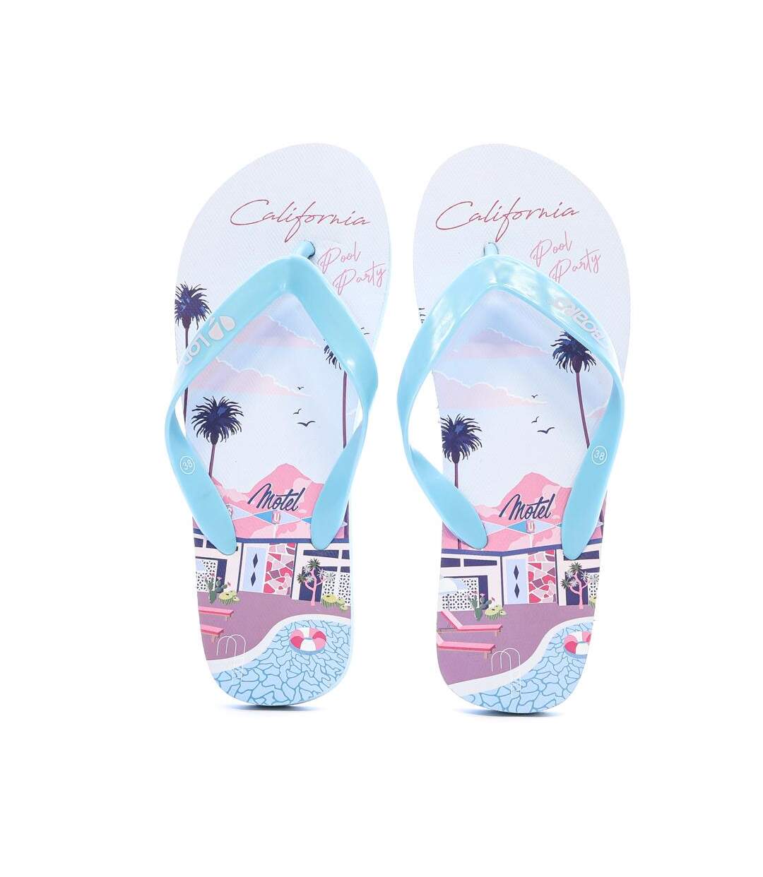 Tongs bleu/rose femme longboard calasi t-3