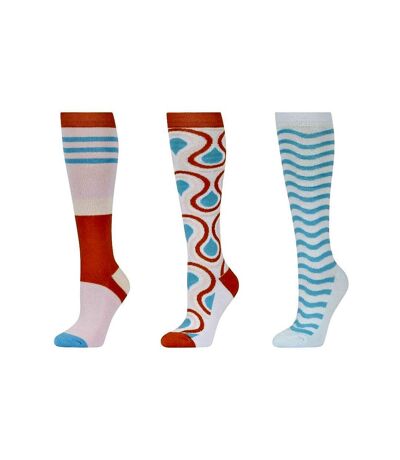 Dublin Unisex Adult Colour Clash Patterned High Riding Socks (Pack of 3) (White/Orange/Blue) - UTWB2131