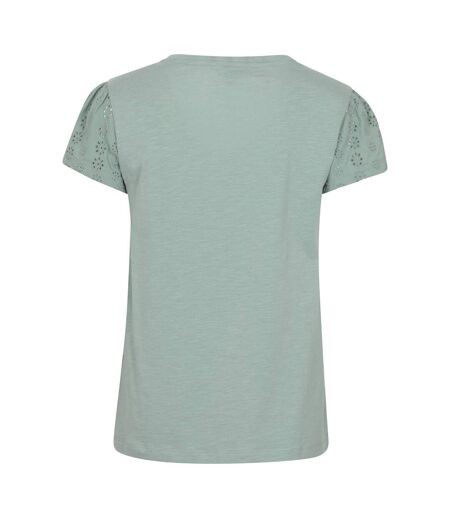 Womens/ladies Malaga Broderie Sleeve T-shirt Khaki Green Mountain Warehouse