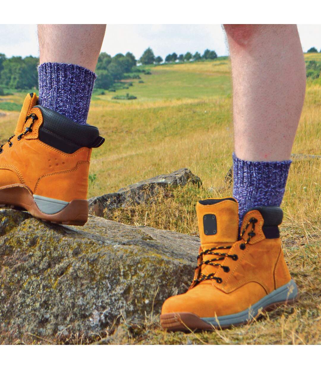 3 Pack Mens Warm 100% Wool Ribbed Socks with Reinforced Heel and Toe-5