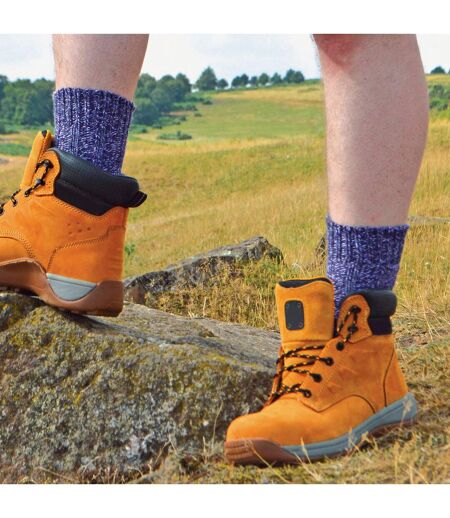 3 Pack Mens Warm 100% Wool Ribbed Socks with Reinforced Heel and Toe