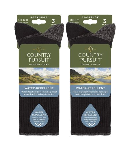 6 Pairs Mens Water Repellent Midweight Outdoor Socks for Hiking & Walking
