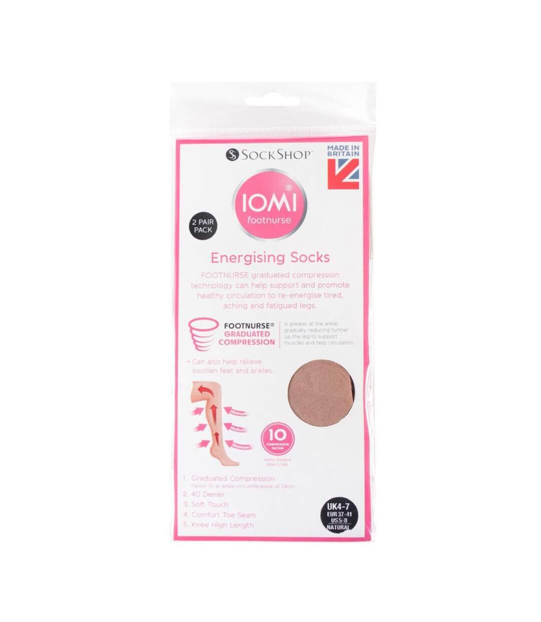 IOMI - 4 Paires Chaussettes Contention 40 Denier pour Femme et Homme-2
