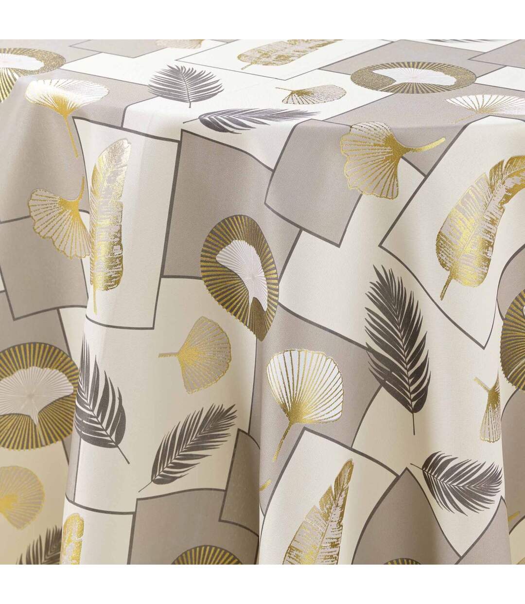 Nappe Ronde Antitache Imprimé Natane 180cm Naturel-3