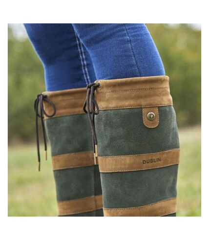 Dublin Womens/Ladies River III Leather Long Riding Boots (Dark Brown/Green) - UTWB1775